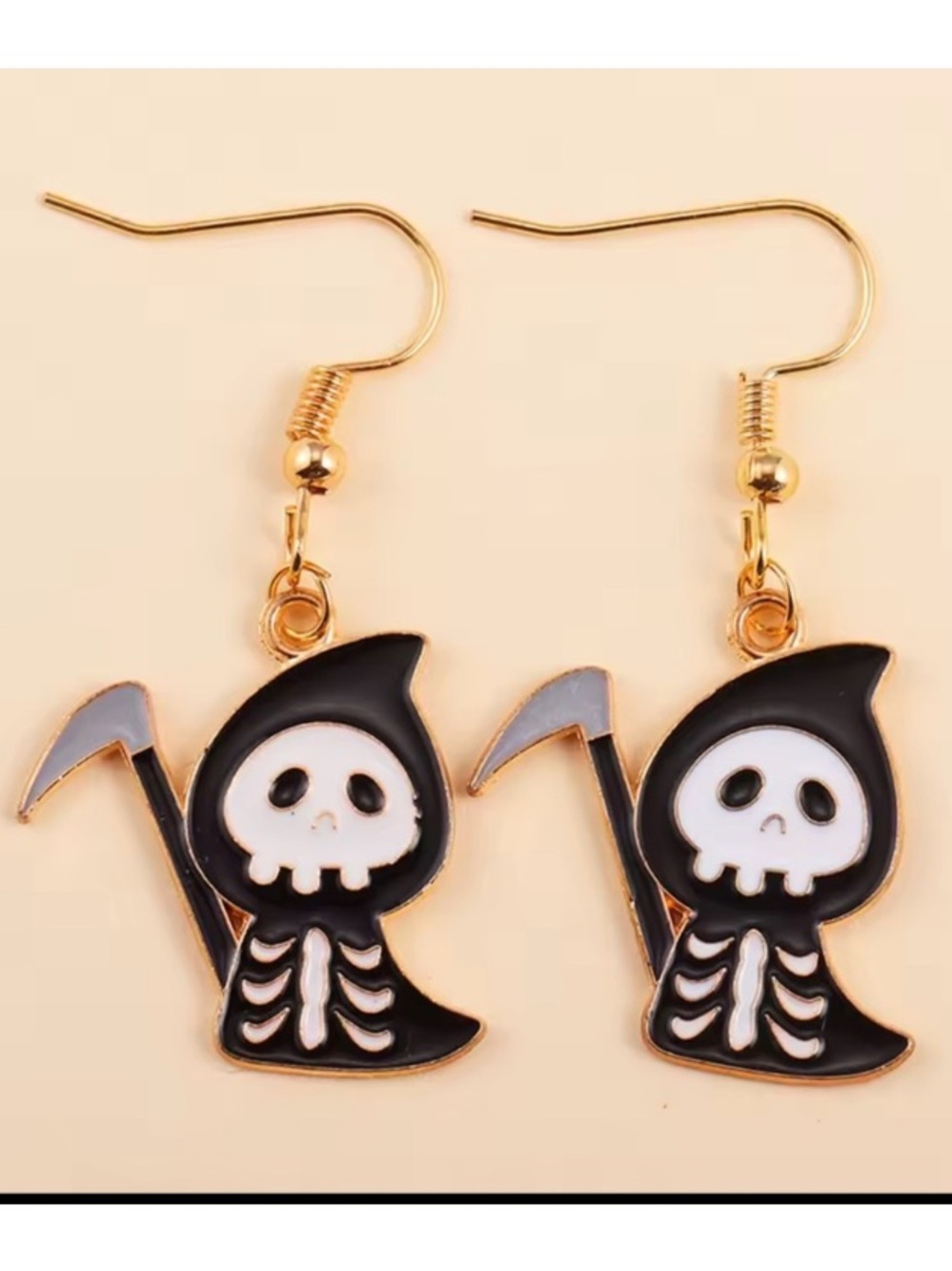 Skeleton Grim Reaper Halloween Dangle Earrings